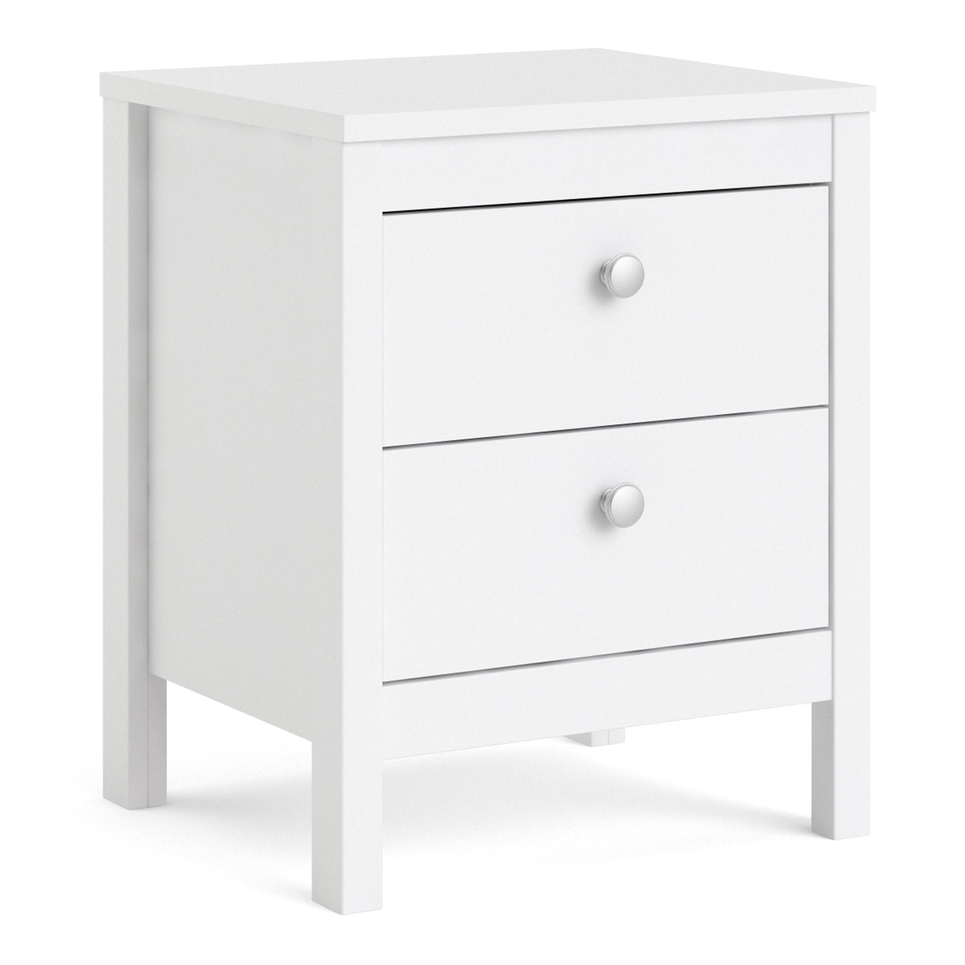 Madrid Bedside Table 2 Drawers In Matt Black Or White - FURNITURE CURLS