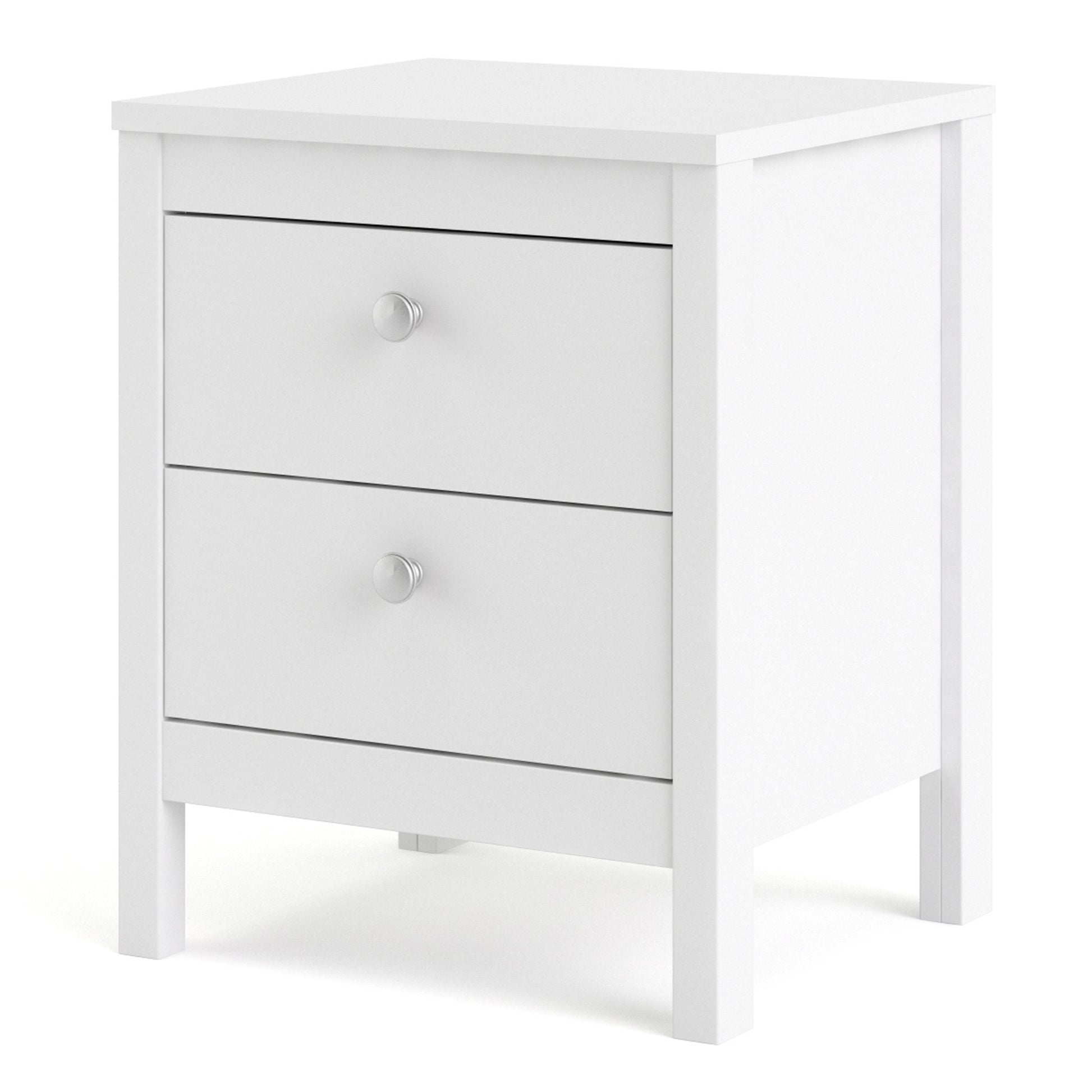 Madrid Bedside Table 2 Drawers In Matt Black Or White - FURNITURE CURLS