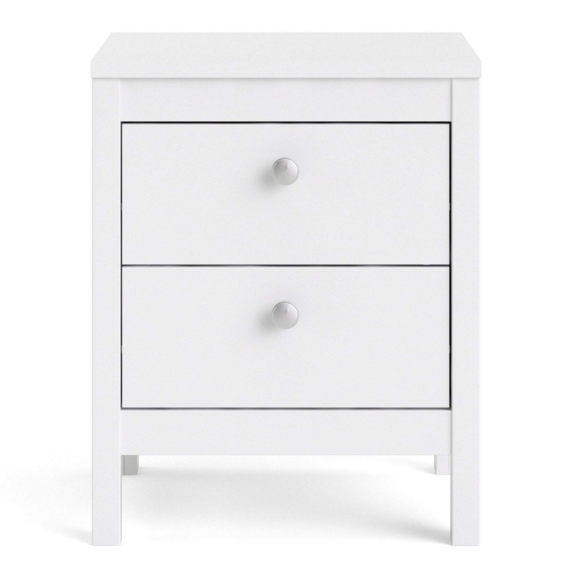 Madrid Bedside Table 2 Drawers In Matt Black Or White - FURNITURE CURLS