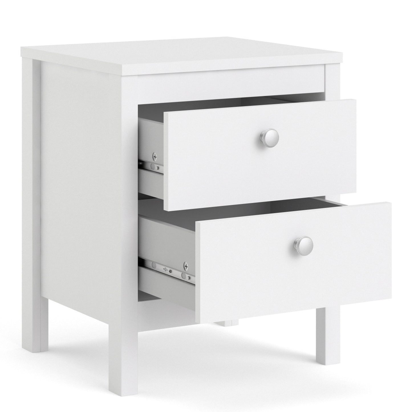 Madrid Bedside Table 2 Drawers In Matt Black Or White - FURNITURE CURLS