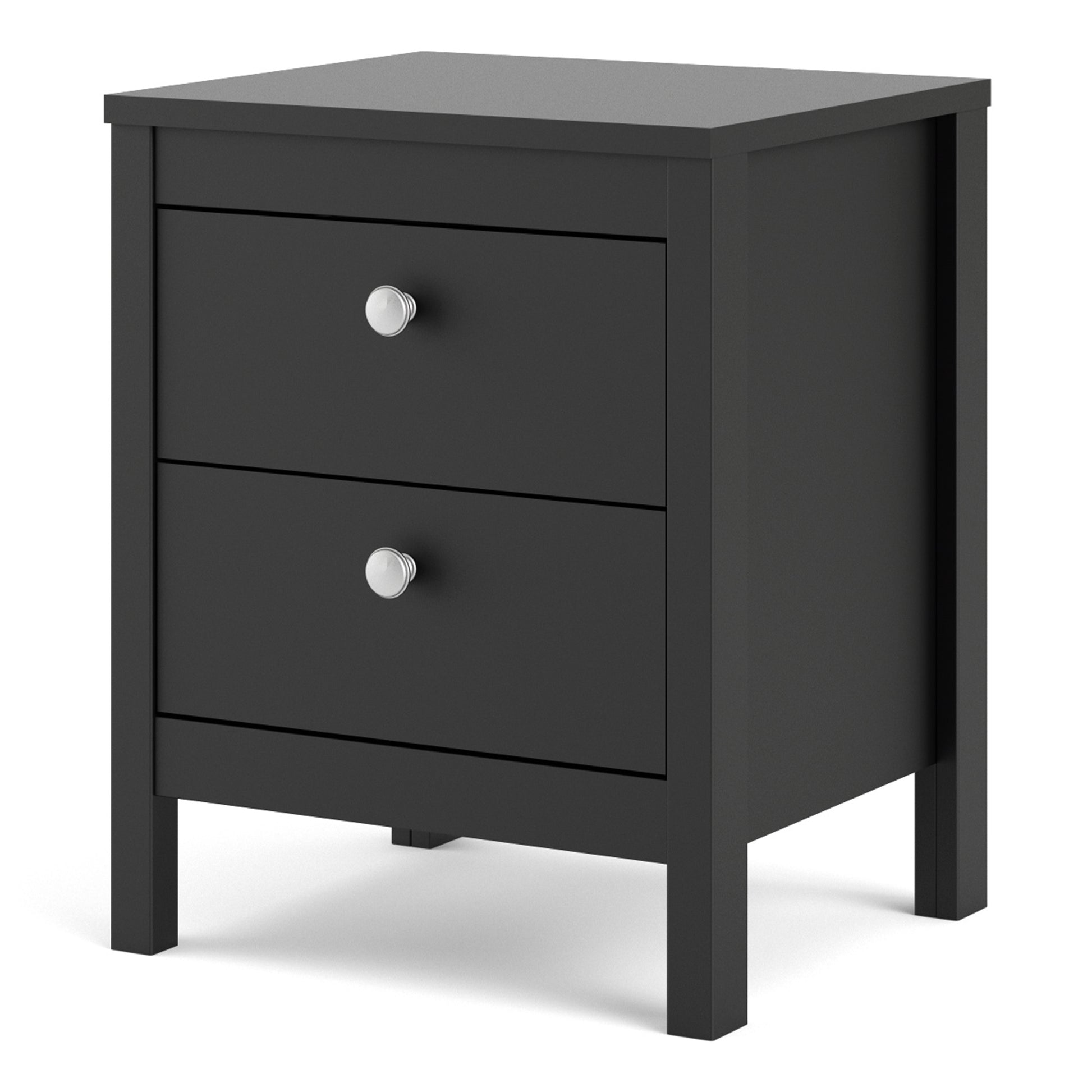 Madrid Bedside Table 2 Drawers In Matt Black Or White - FURNITURE CURLS