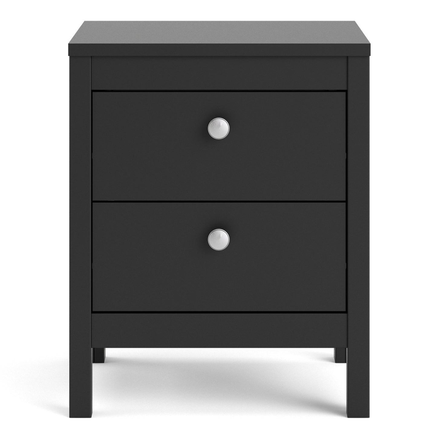 Madrid Bedside Table 2 Drawers In Matt Black Or White - FURNITURE CURLS