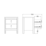 Madrid Bedside Table 2 Drawers In Matt Black Or White - FURNITURE CURLS