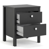 Madrid Bedside Table 2 Drawers In Matt Black Or White - FURNITURE CURLS