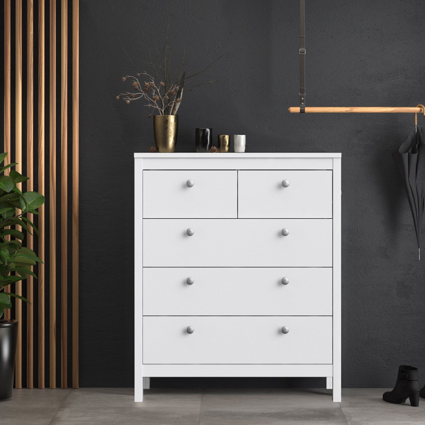 Madrid Chest 3+2 Drawers In Matt Black Or White - FURNITURE CURLS