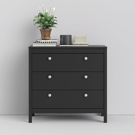 Madrid Chest Of  3 Drawers In Matt Black &/or White - FURNITURE CURLS