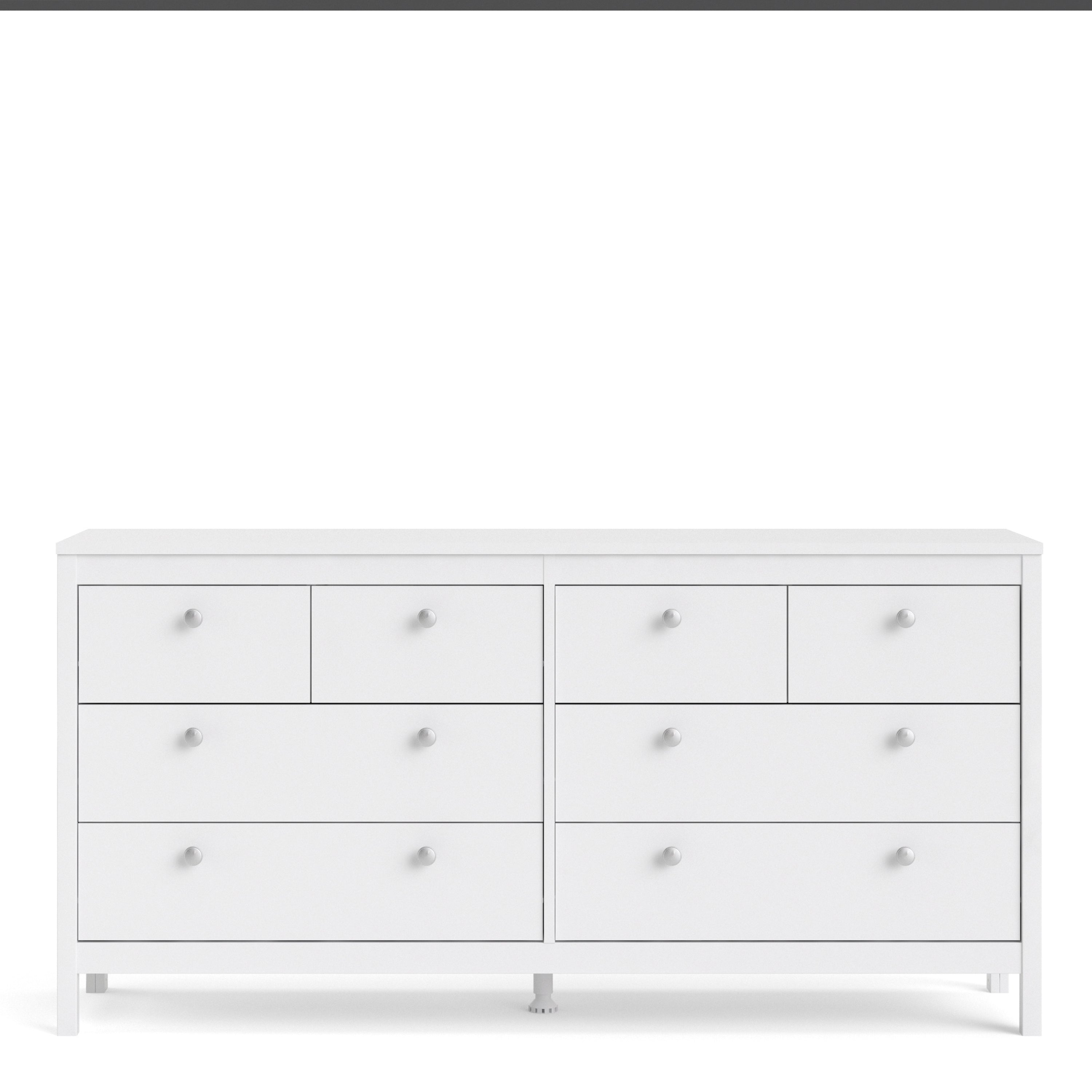 Madrid Double Dresser 4+4 Drawers In Matt Black Or White - FURNITURE CURLS