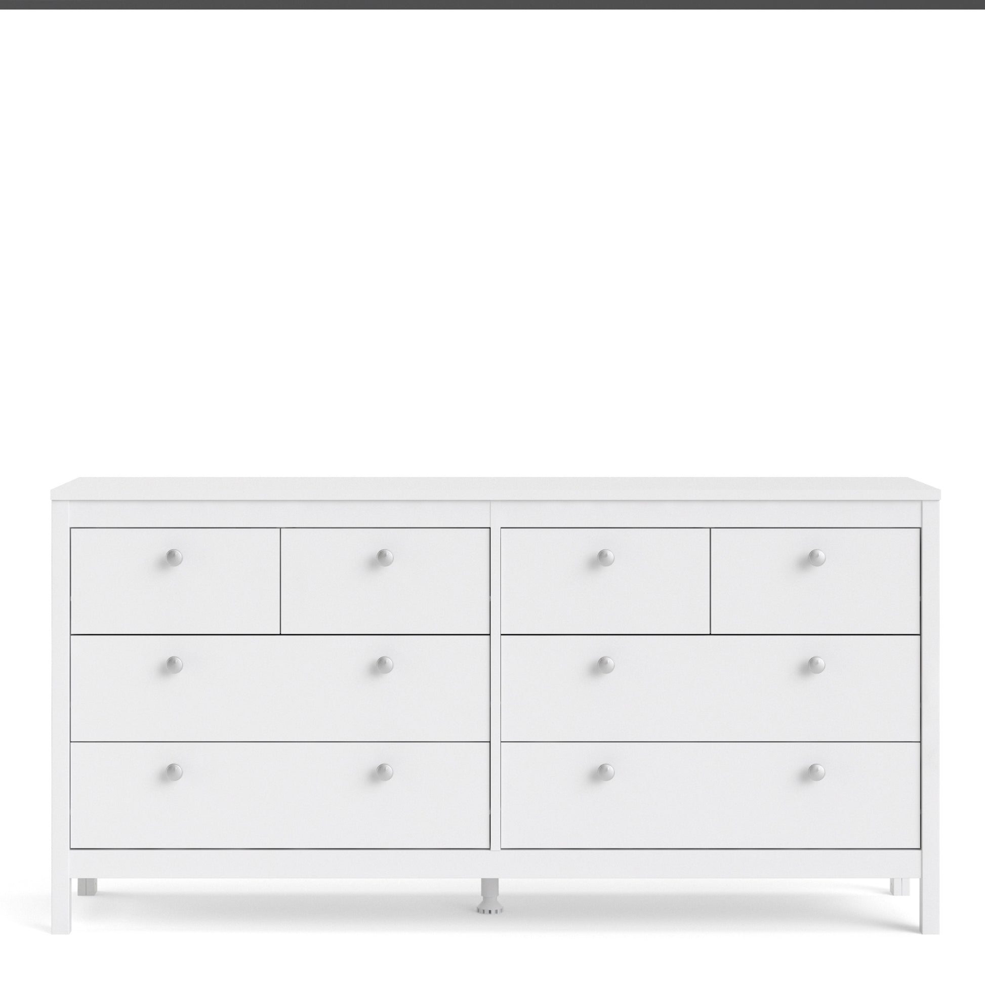 Madrid Double Dresser 4+4 Drawers In Matt Black Or White - FURNITURE CURLS