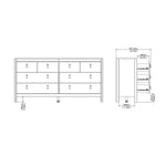 Madrid Double Dresser 4+4 Drawers In Matt Black Or White - FURNITURE CURLS