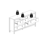 Madrid Double Dresser 4+4 Drawers In Matt Black Or White - FURNITURE CURLS