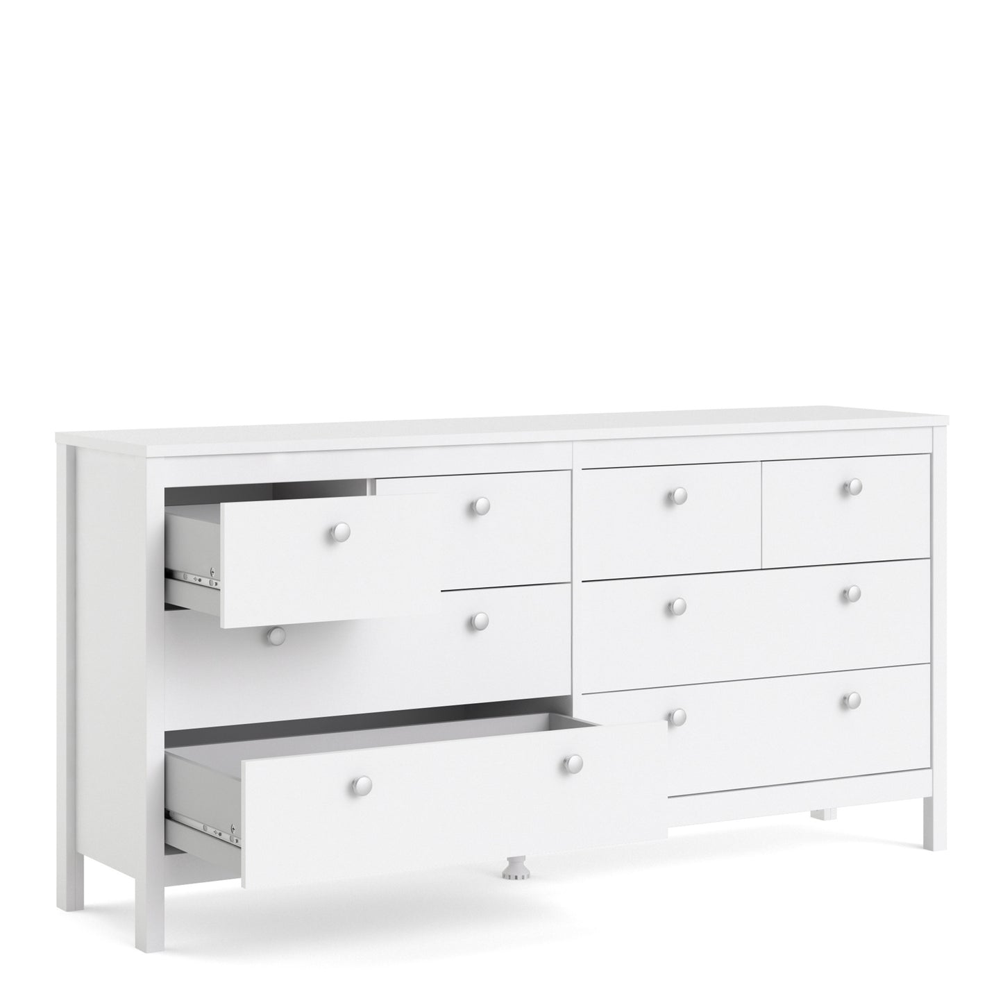 Madrid Double Dresser 4+4 Drawers In Matt Black Or White - FURNITURE CURLS