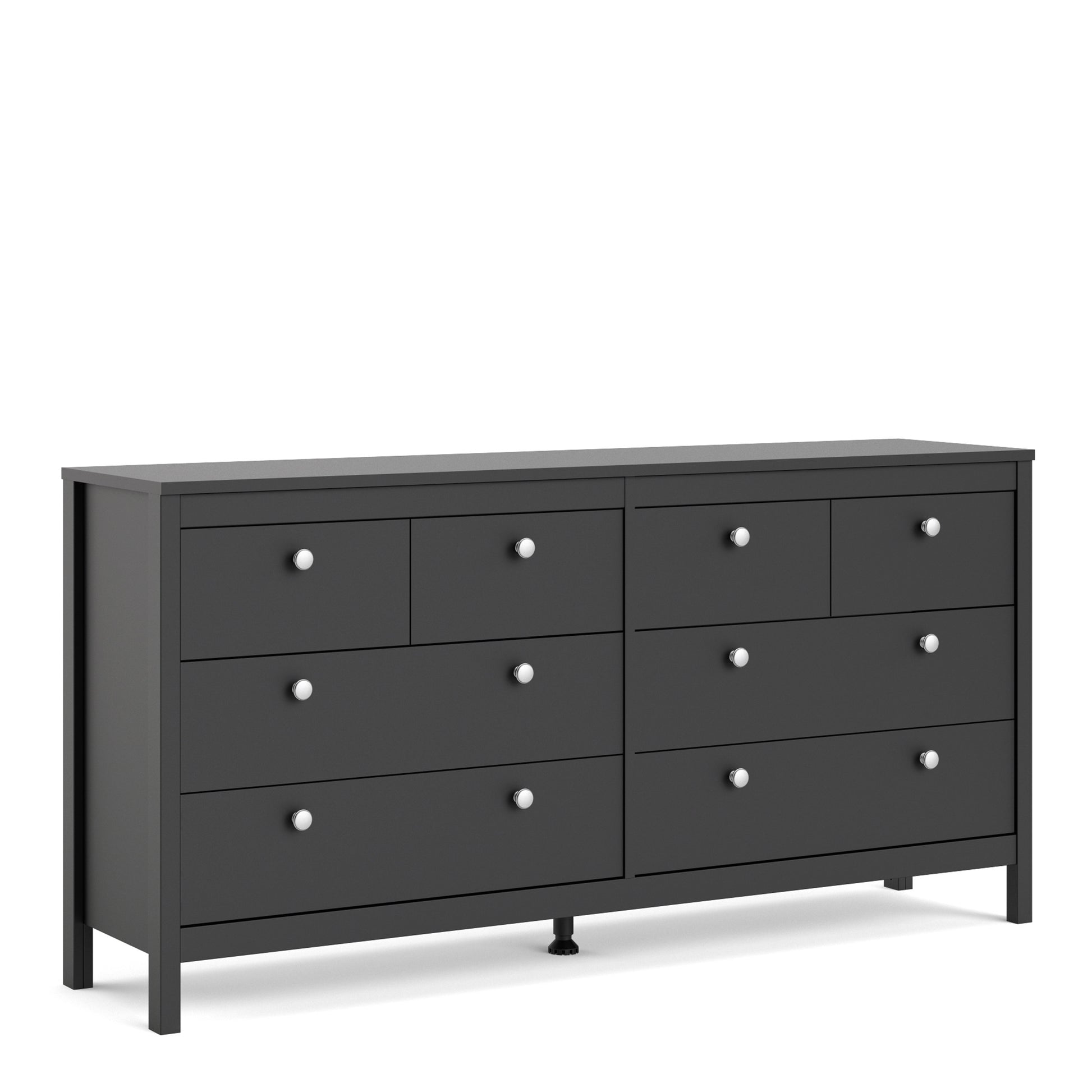 Madrid Double Dresser 4+4 Drawers In Matt Black Or White - FURNITURE CURLS