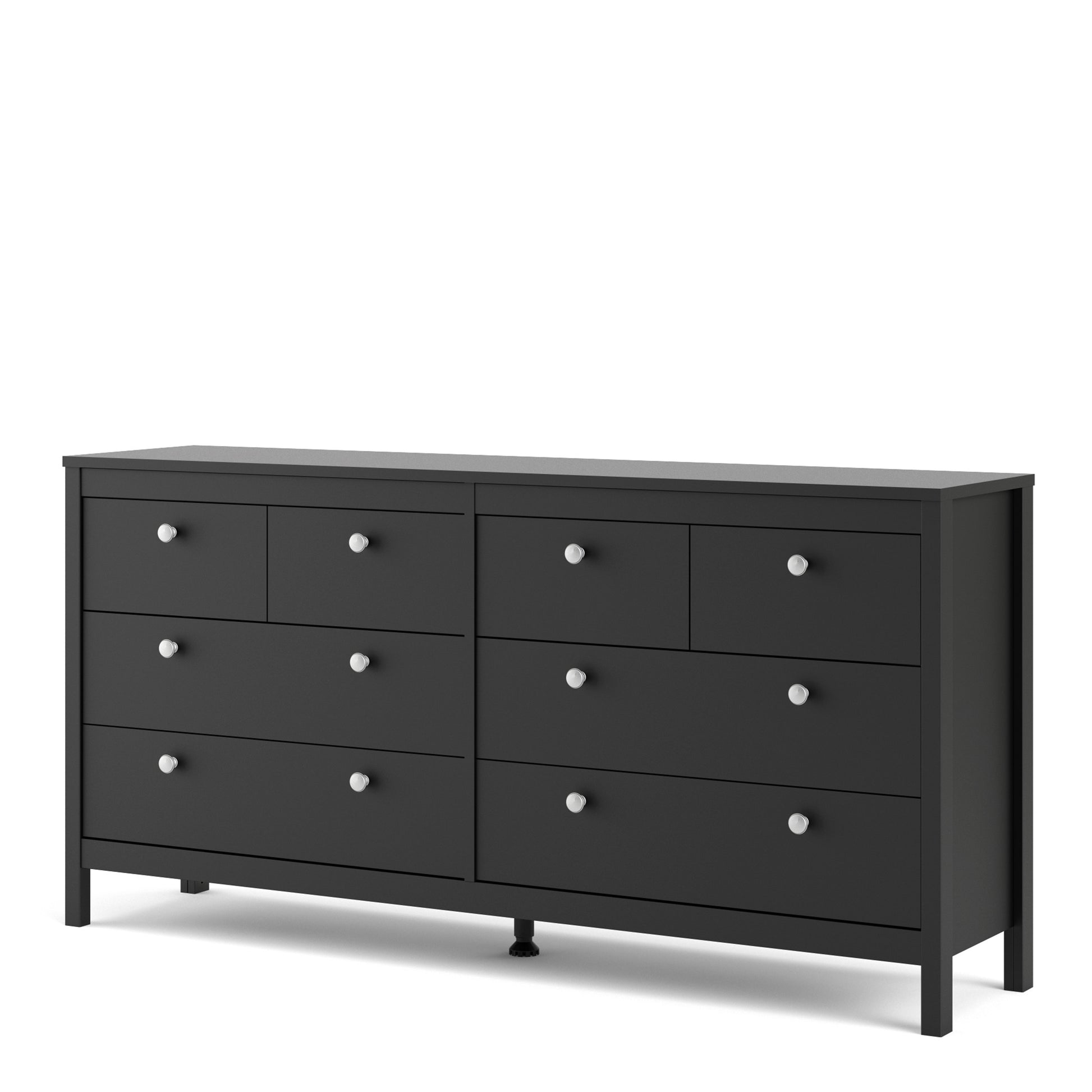 Madrid Double Dresser 4+4 Drawers In Matt Black Or White - FURNITURE CURLS