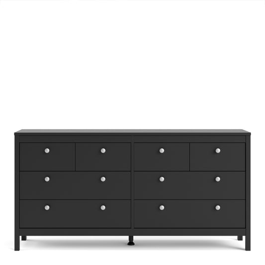 Madrid Double Dresser 4+4 Drawers In Matt Black Or White - FURNITURE CURLS