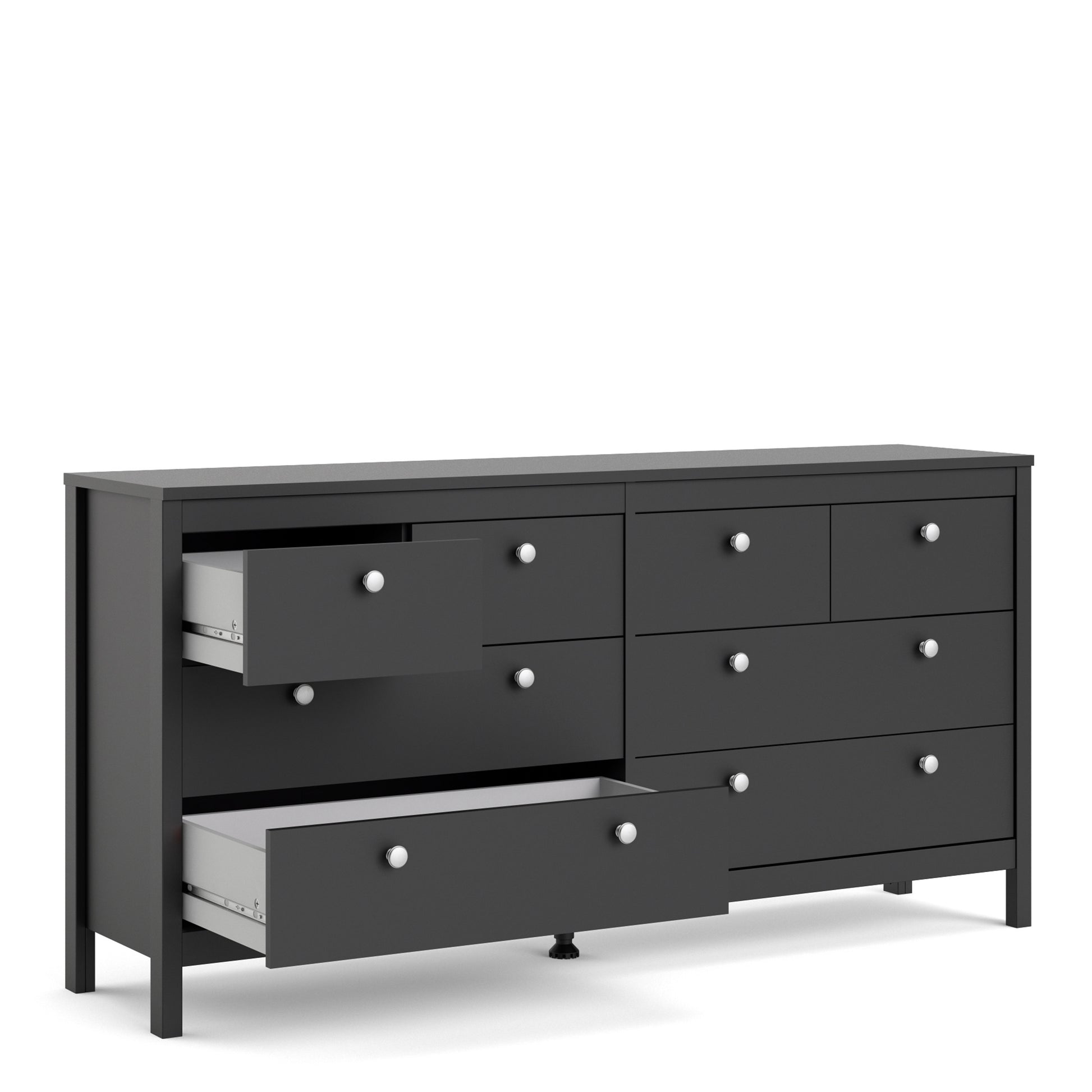 Madrid Double Dresser 4+4 Drawers In Matt Black Or White - FURNITURE CURLS