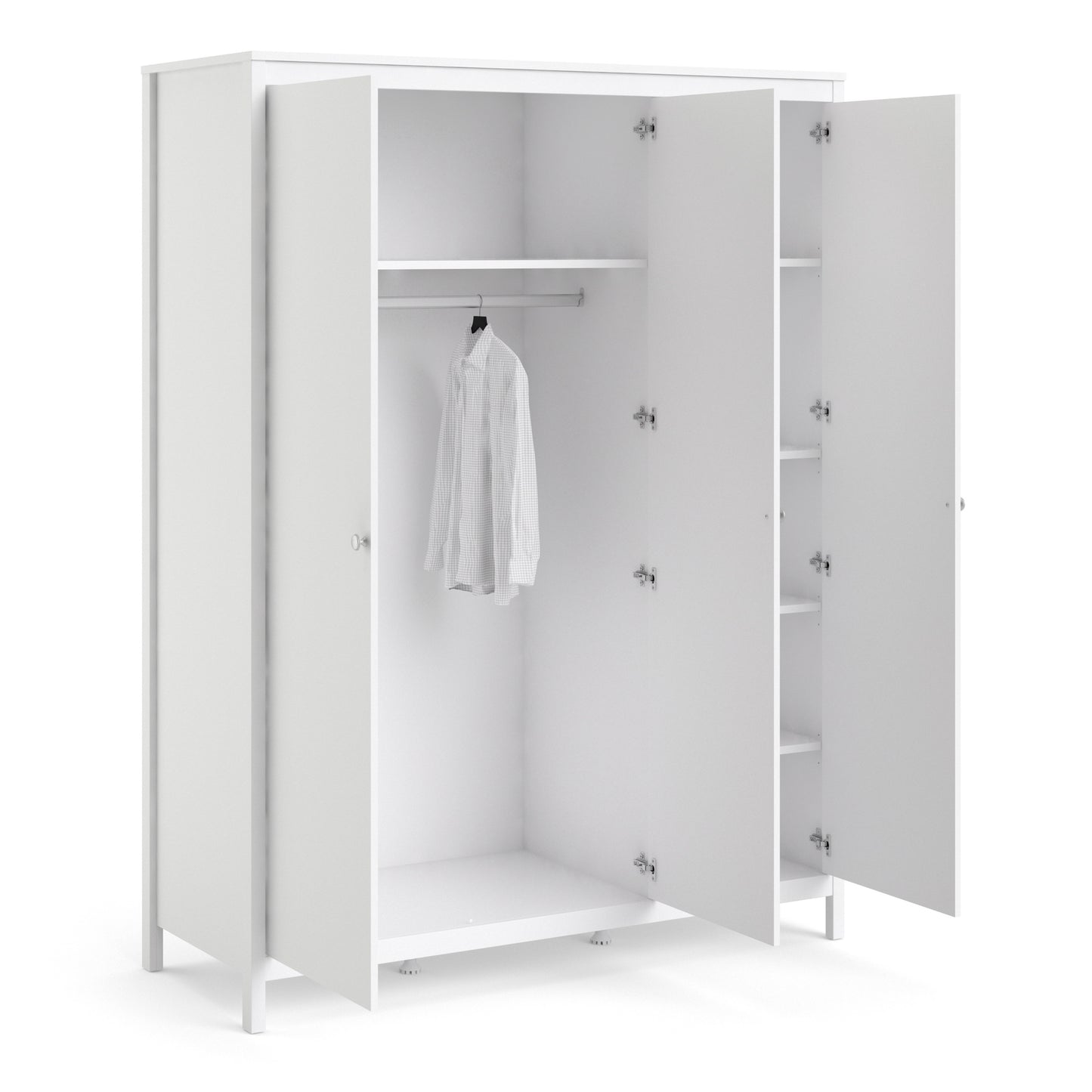 Madrid Wardrobe With 3 Doors In Matt Black Or White - FURNITURE CURLS