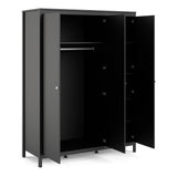 Madrid Wardrobe With 3 Doors In Matt Black Or White - FURNITURE CURLS
