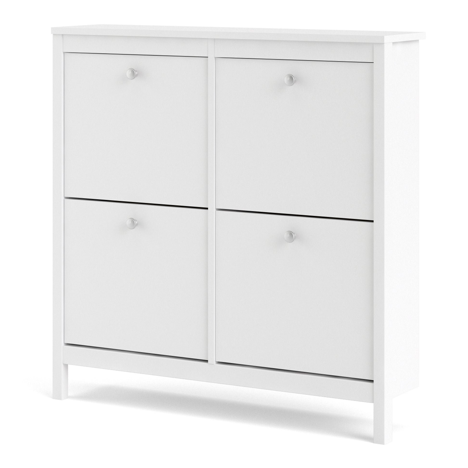 Madrid Shoe Cabinet 4 Compartments In Matt Black Or White - FURNITURE CURLS