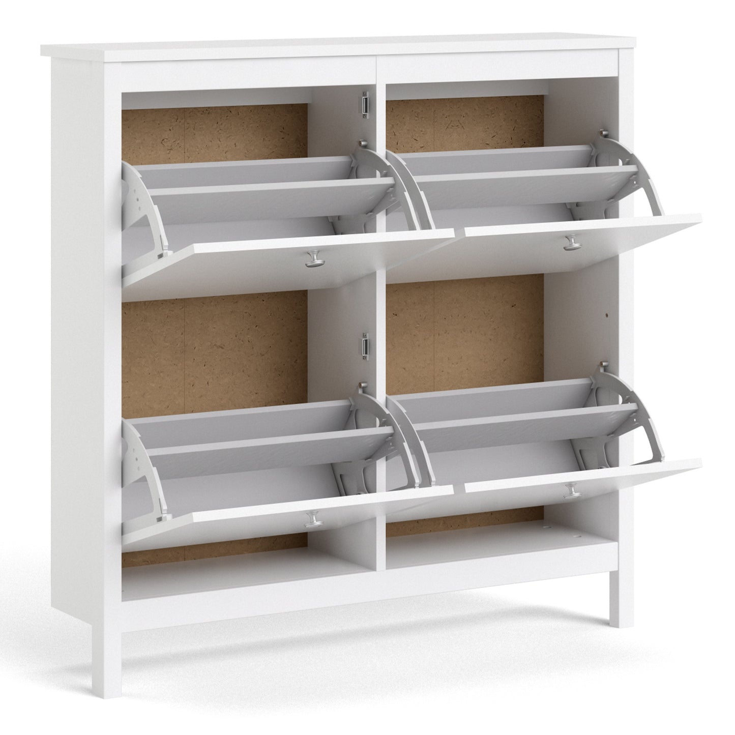 Madrid Shoe Cabinet 4 Compartments In Matt Black Or White - FURNITURE CURLS