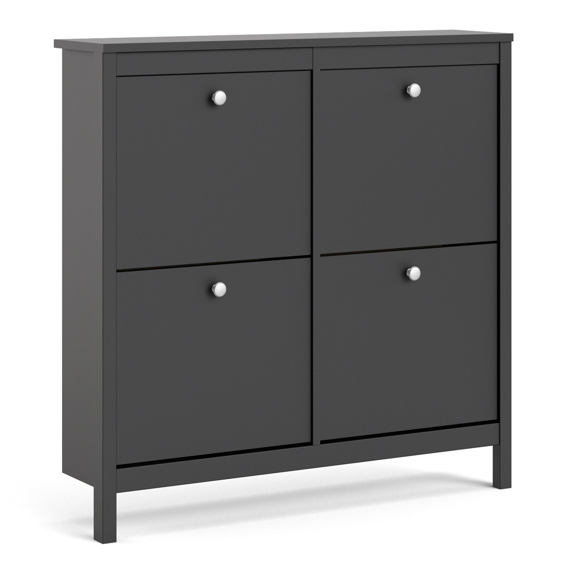 Madrid Shoe Cabinet 4 Compartments In Matt Black Or White - FURNITURE CURLS