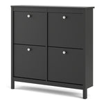 Madrid Shoe Cabinet 4 Compartments In Matt Black Or White - FURNITURE CURLS