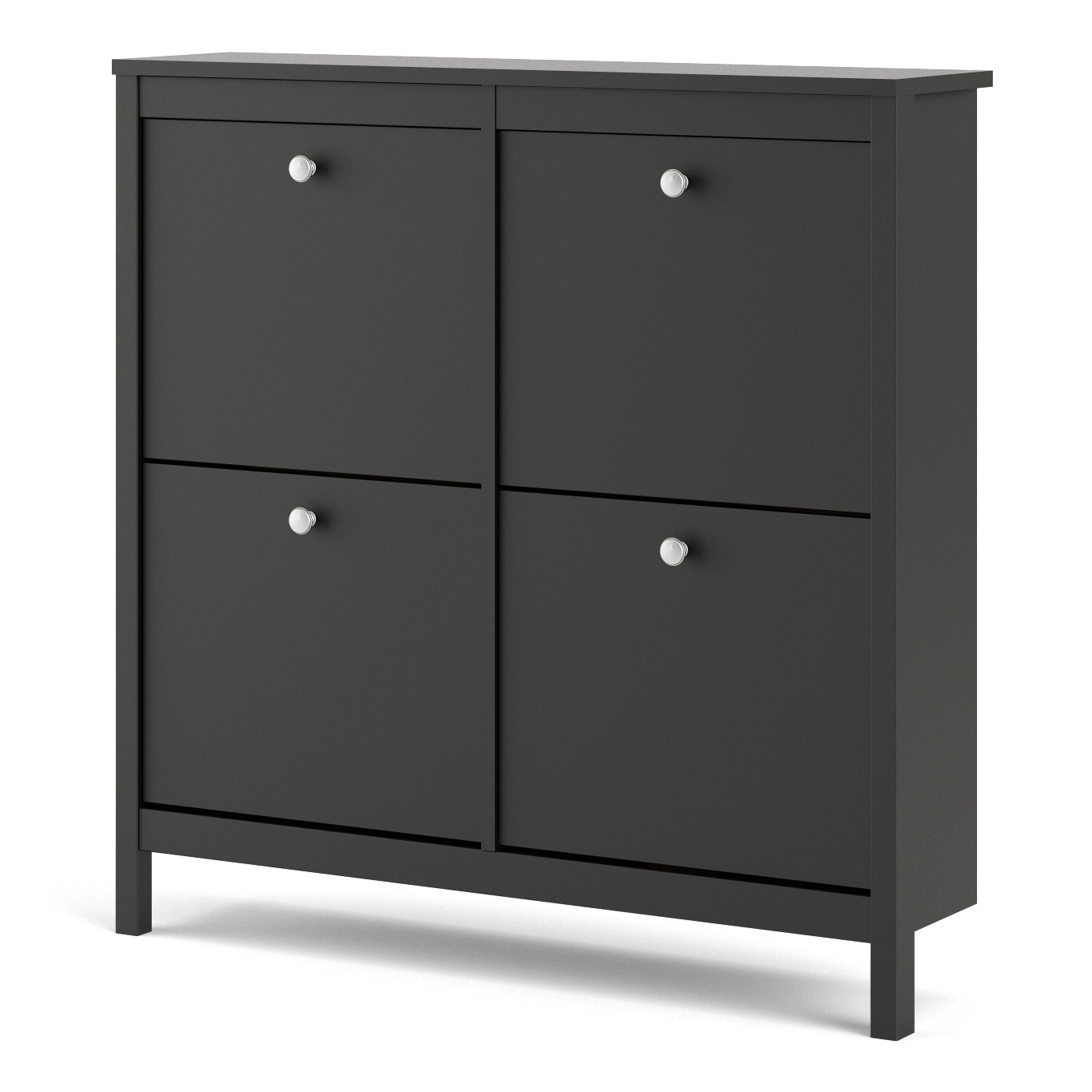 Madrid Shoe Cabinet 4 Compartments In Matt Black Or White - FURNITURE CURLS