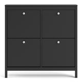Madrid Shoe Cabinet 4 Compartments In Matt Black Or White - FURNITURE CURLS