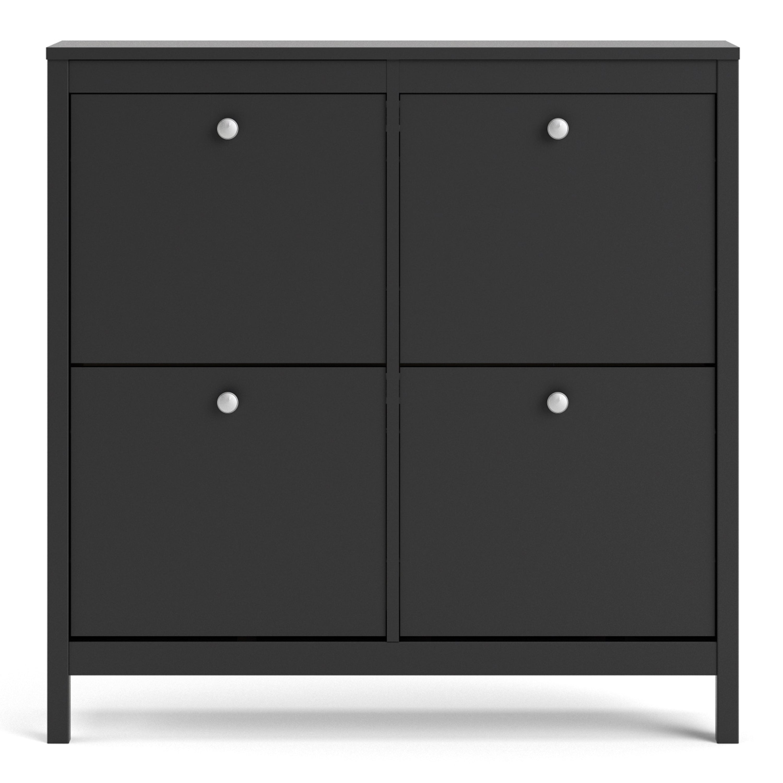 Madrid Shoe Cabinet 4 Compartments In Matt Black Or White - FURNITURE CURLS