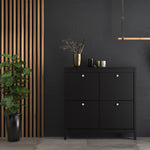 Madrid Shoe Cabinet 4 Compartments In Matt Black Or White - FURNITURE CURLS