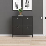 Madrid Shoe Cabinet 4 Compartments In Matt Black Or White - FURNITURE CURLS