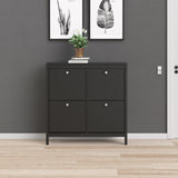 Madrid Shoe Cabinet 4 Compartments In Matt Black Or White - FURNITURE CURLS