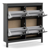Madrid Shoe Cabinet 4 Compartments In Matt Black Or White - FURNITURE CURLS