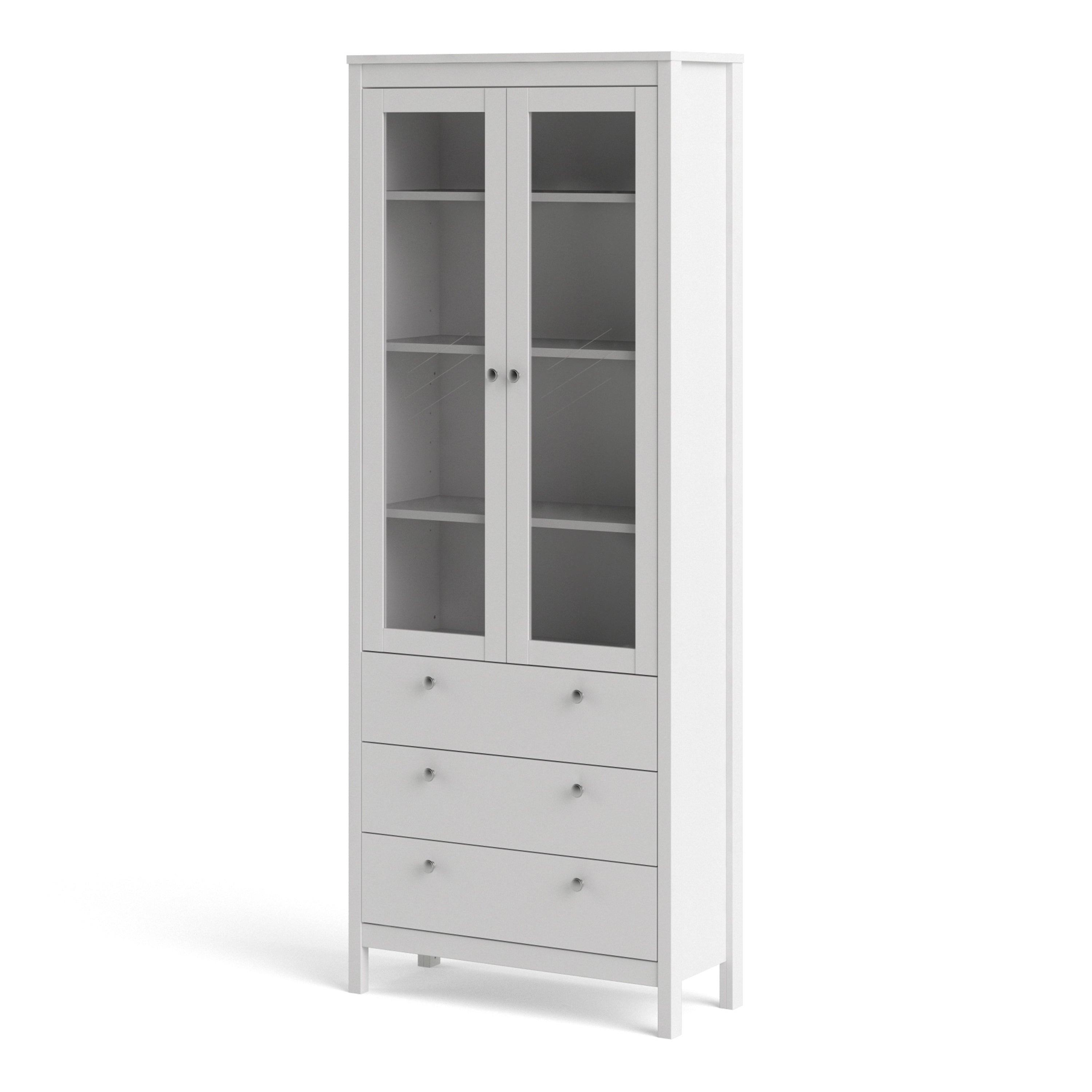 Madrid China Cabinet 2 Doors W/glass + 3 Drawers In Matt Black Or White - FURNITURE CURLS