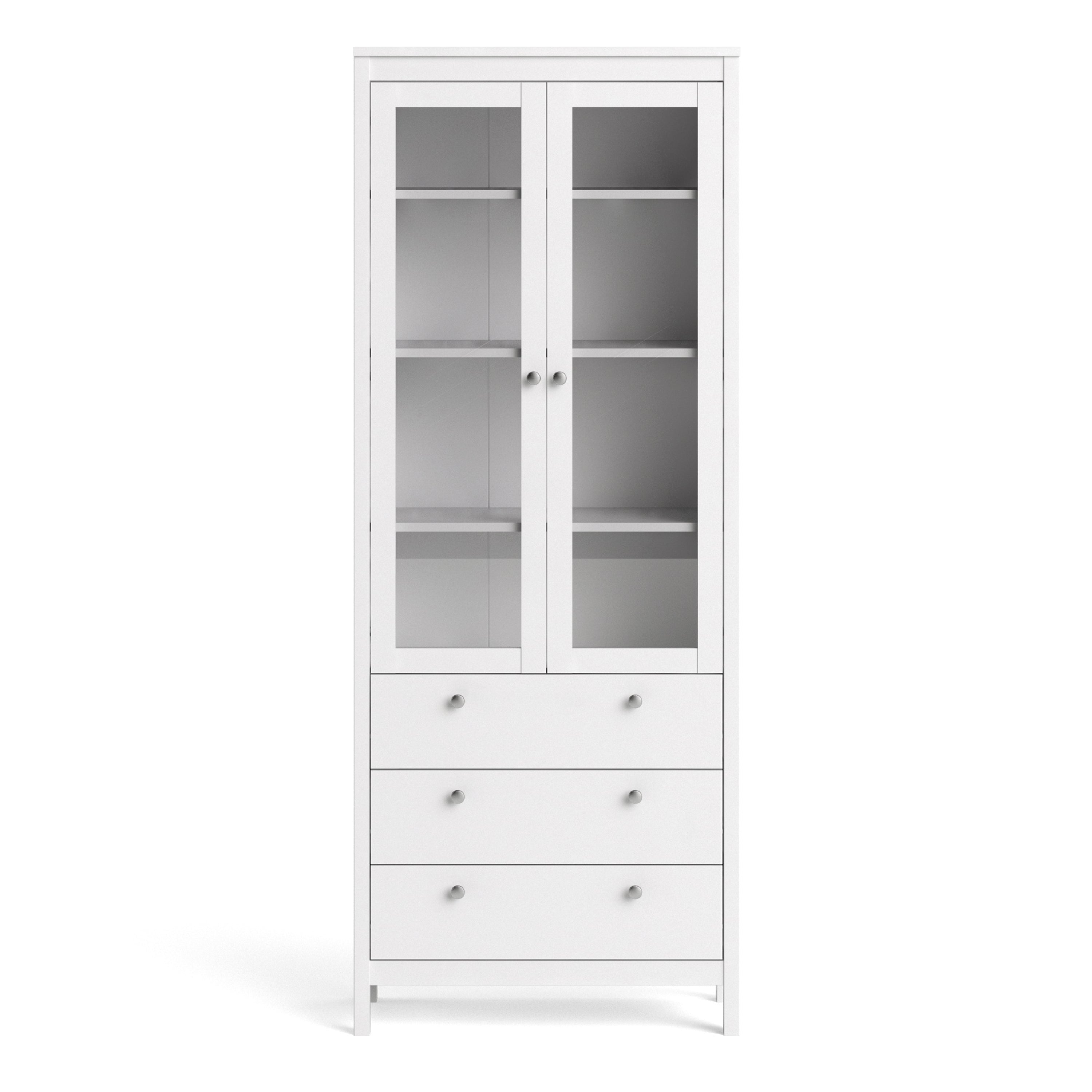 Madrid China Cabinet 2 Doors W/glass + 3 Drawers In Matt Black Or White - FURNITURE CURLS