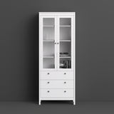 Madrid China Cabinet 2 Doors W/glass + 3 Drawers In Matt Black Or White - FURNITURE CURLS