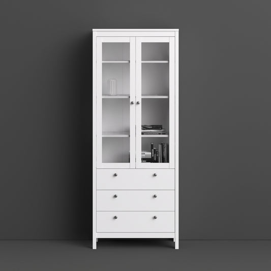 Madrid China Cabinet 2 Doors W/glass + 3 Drawers In Matt Black Or White - FURNITURE CURLS