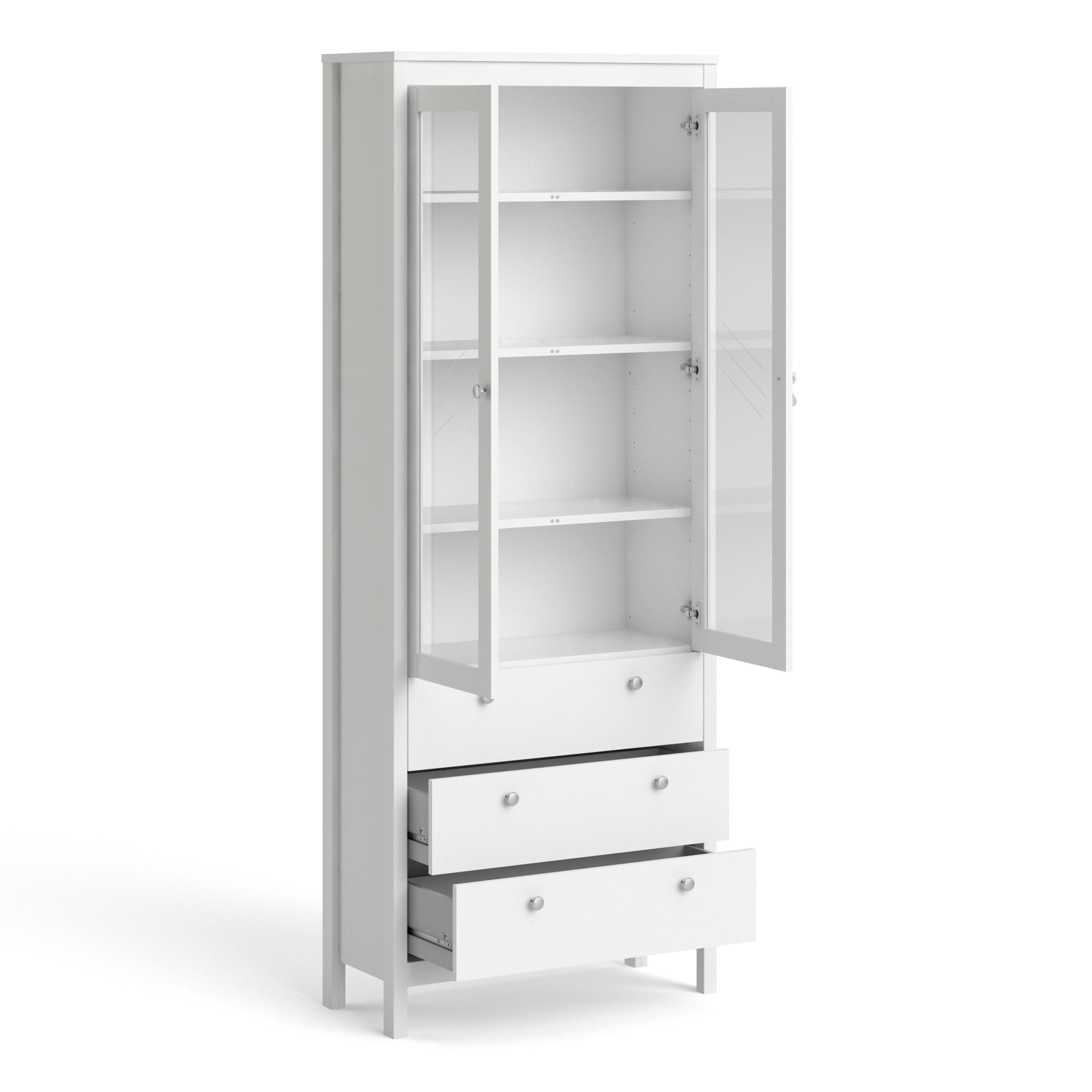 Madrid China Cabinet 2 Doors W/glass + 3 Drawers In Matt Black Or White - FURNITURE CURLS