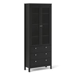 Madrid China Cabinet 2 Doors W/glass + 3 Drawers In Matt Black Or White - FURNITURE CURLS