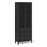 Madrid China Cabinet 2 Doors W/glass + 3 Drawers In Matt Black Or White - FURNITURE CURLS