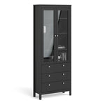 Madrid China Cabinet 2 Doors W/glass + 3 Drawers In Matt Black Or White - FURNITURE CURLS