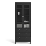 Madrid China Cabinet 2 Doors W/glass + 3 Drawers In Matt Black Or White - FURNITURE CURLS