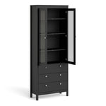 Madrid China Cabinet 2 Doors W/glass + 3 Drawers In Matt Black Or White - FURNITURE CURLS