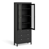 Madrid China Cabinet 2 Doors W/glass + 3 Drawers In Matt Black Or White - FURNITURE CURLS