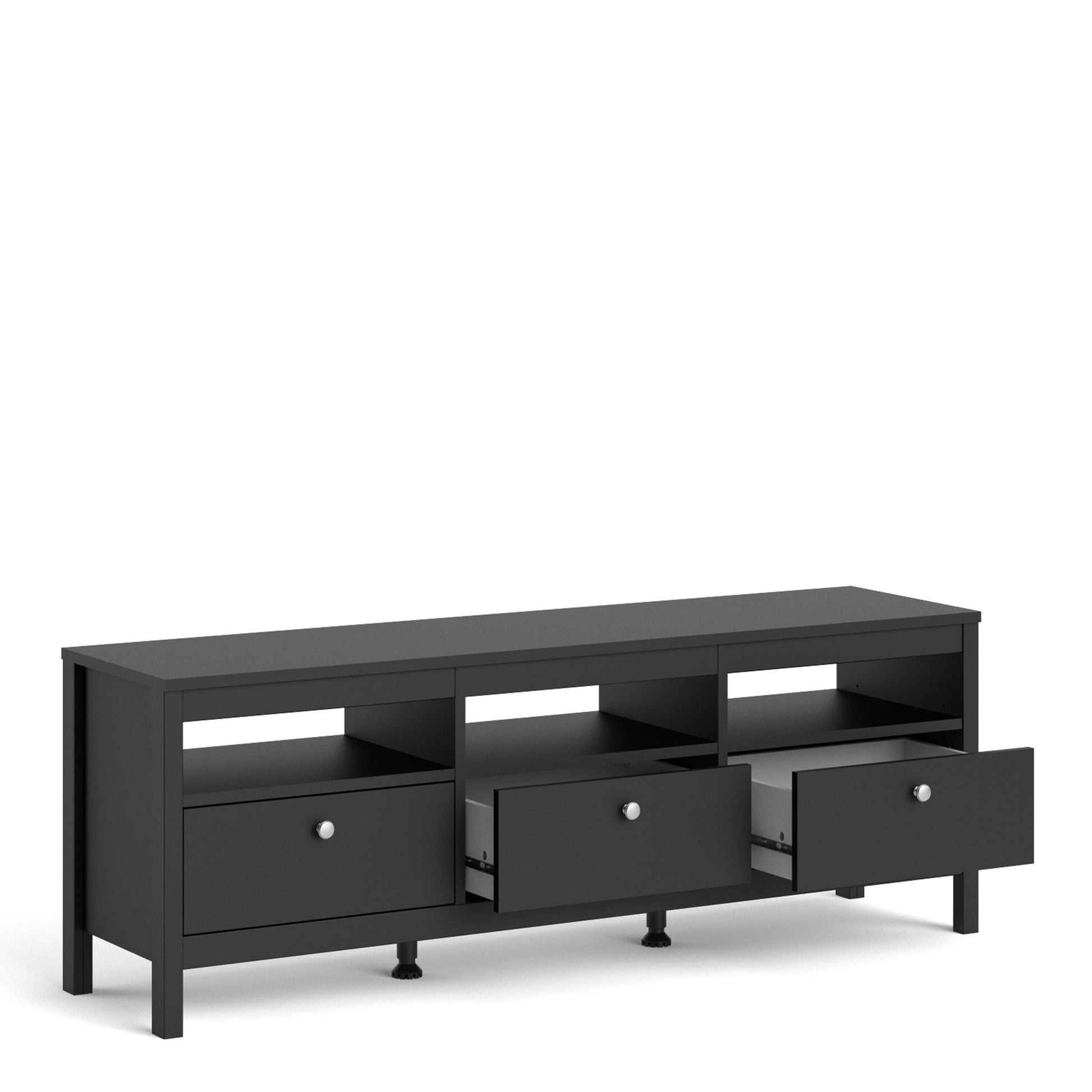 Madrid Tv-unit 3 Drawers In Matt Black Or White - FURNITURE CURLS