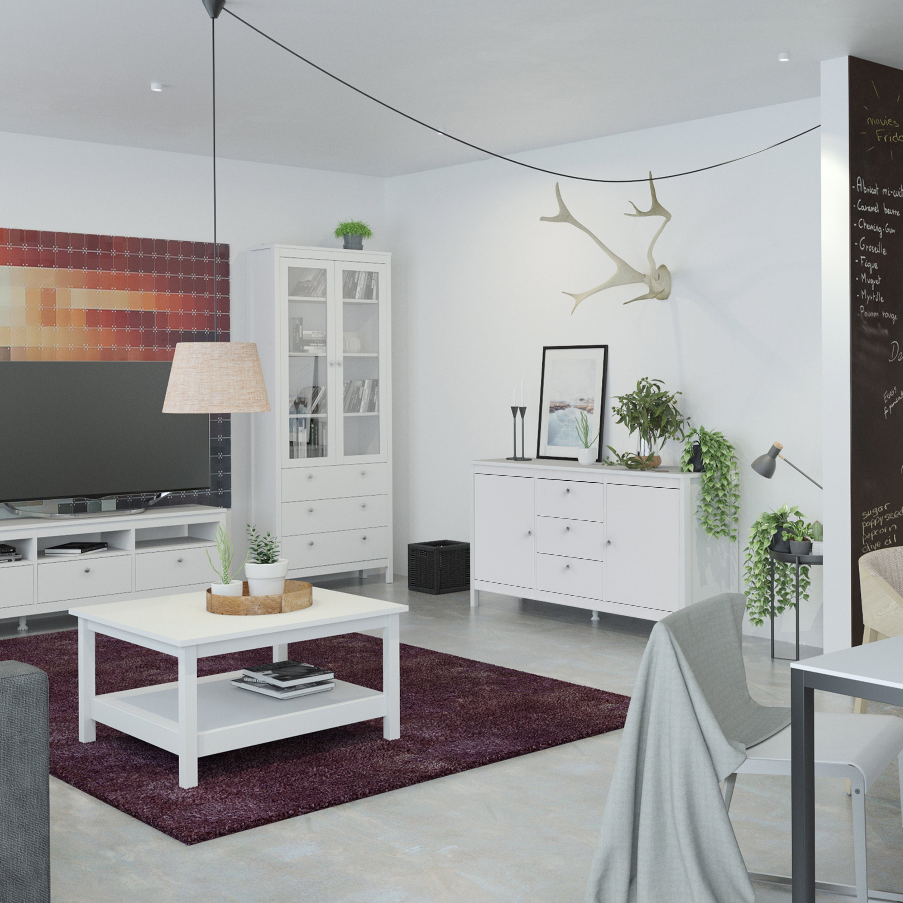 Madrid Sideboard 2 Doors + 3 Drawers In Matt Black Or White - FURNITURE CURLS
