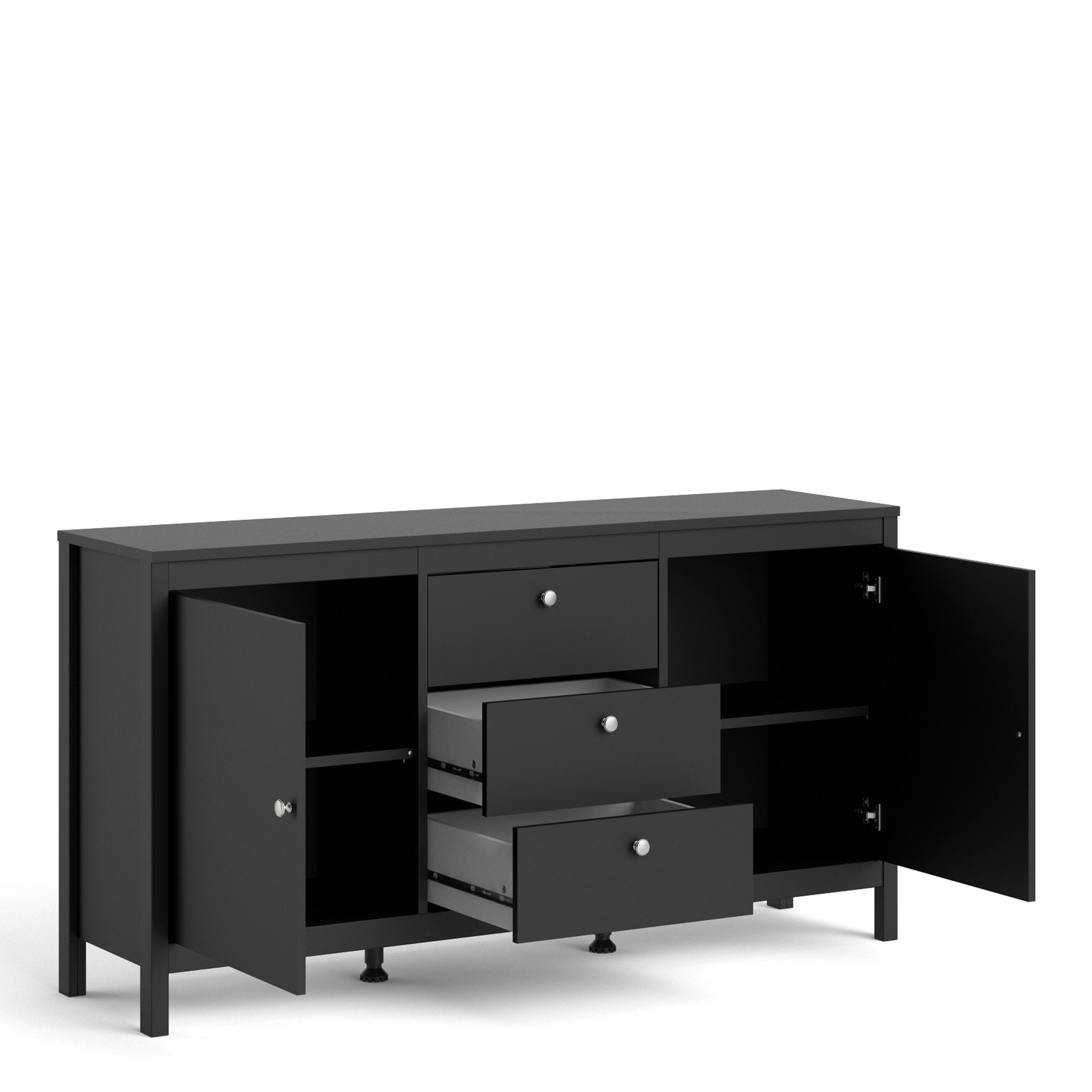 Madrid Sideboard 2 Doors + 3 Drawers In Matt Black Or White - FURNITURE CURLS