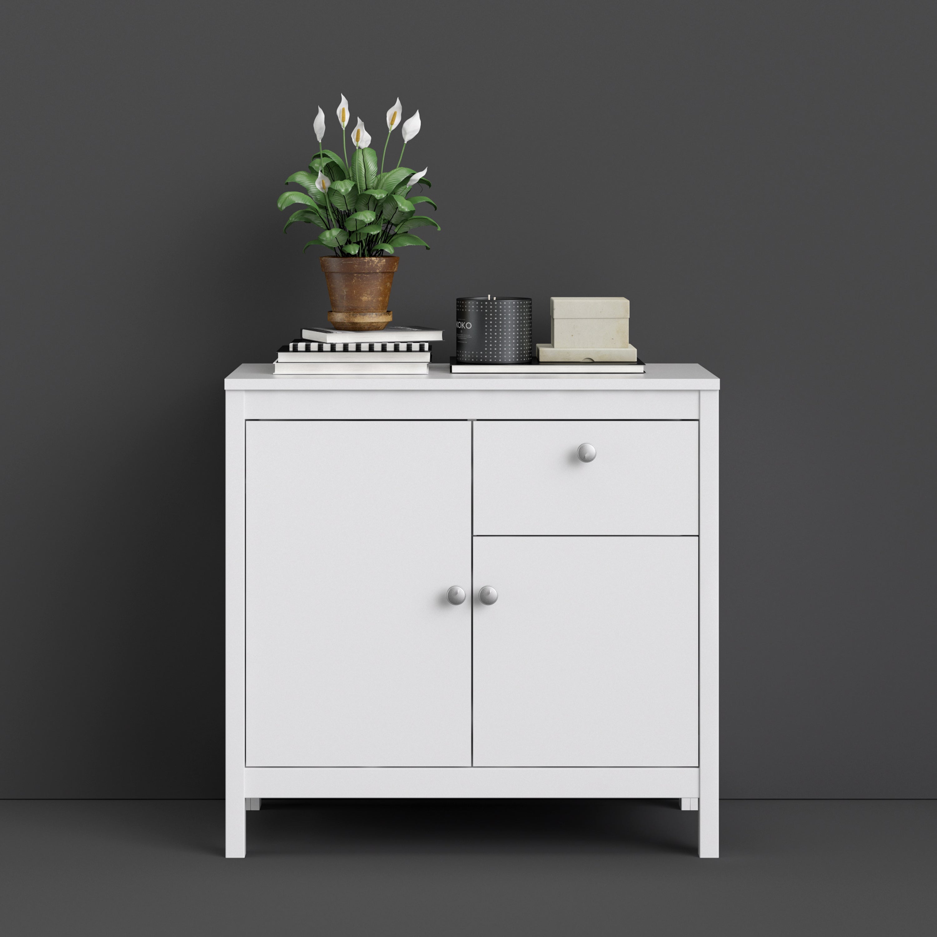 Madrid Sideboard 2 Doors + 1 Drawer In Matt Black Or White - FURNITURE CURLS