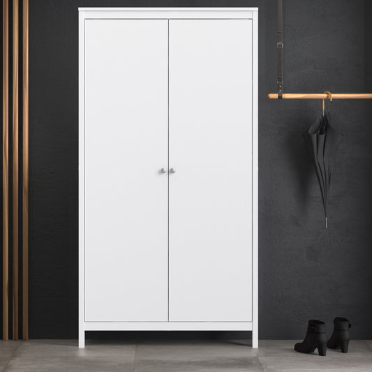 Madrid Wardrobe With 2 Doors In Matt Black Or White - FURNITURE CURLS