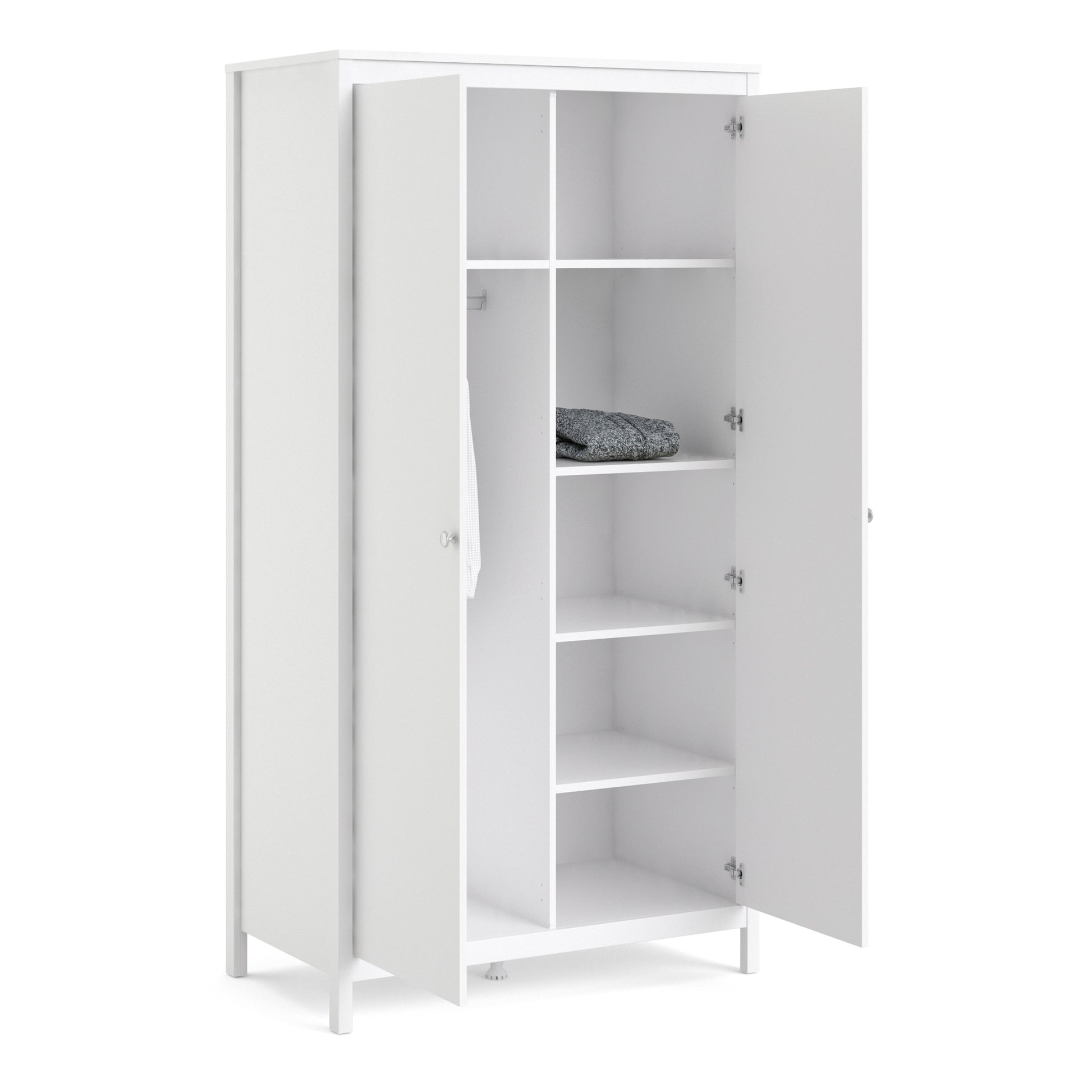 Madrid Wardrobe With 2 Doors In Matt Black Or White - FURNITURE CURLS