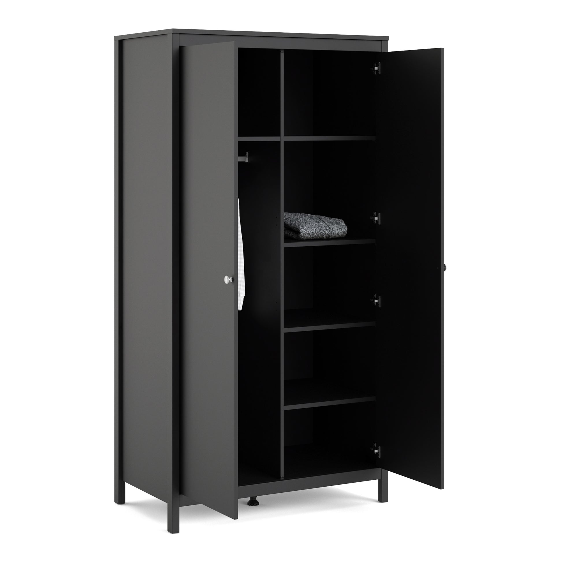 Madrid Wardrobe With 2 Doors In Matt Black Or White - FURNITURE CURLS